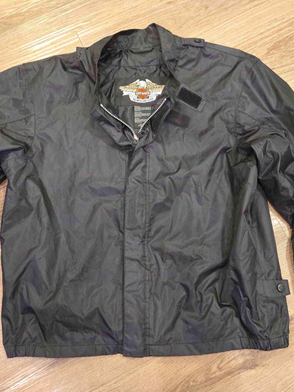 Harley-Davidson Black Windbreaker Jacket Lightweight Nylon
